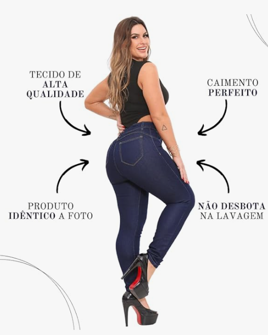 Calça Jeans Skinny Feminina Cintura Alta