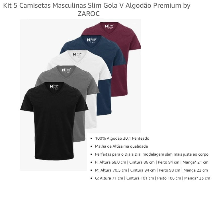 Kit 5 Camisetas Masculinas -      https://amzn.to/46ajQiD