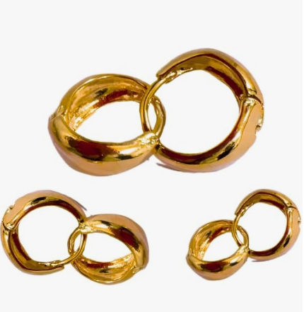 Conjunto de brincos - Trio de Argolas Banhado a Ouro 18K