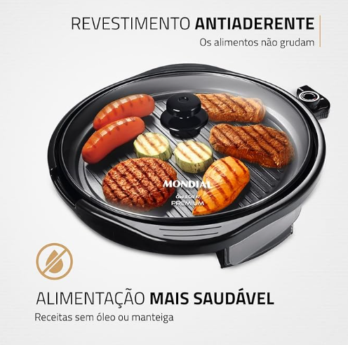 Grill Redondo Cook & Grill 40, Mondial, Preto, 1270W, 220V - G-03