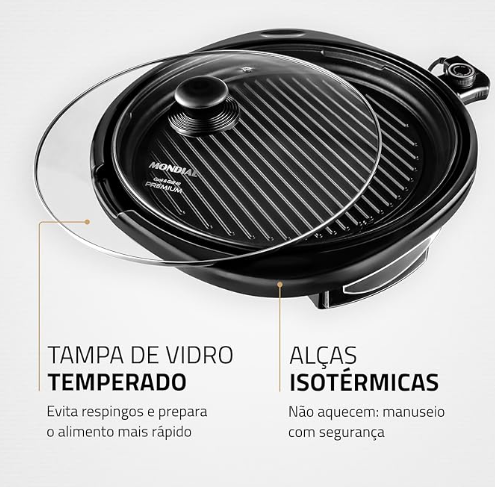 Grill Redondo Cook & Grill 40, Mondial, Preto, 1270W, 220V - G-03