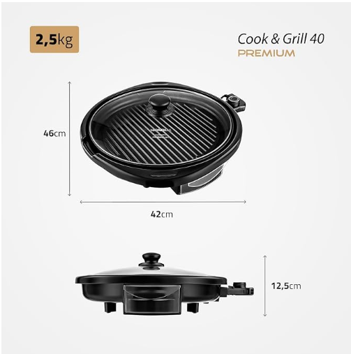 Grill Redondo Cook & Grill 40, Mondial, Preto, 1270W, 220V - G-03