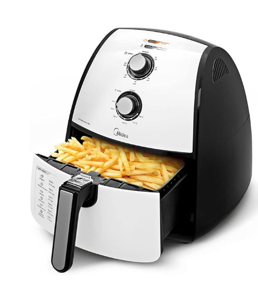 Midea - Fritadeira, Airfryer Sem Óleo, 220V, 4L, Preto e Branco