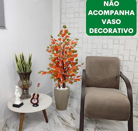 Planta Artificial Ficus Amarelo Outono Figueira