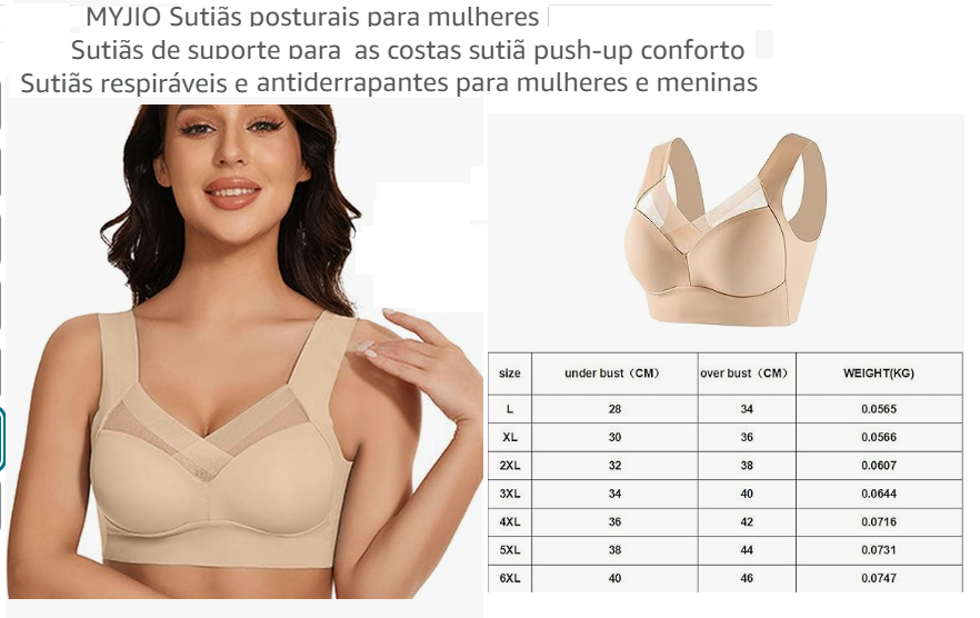 Sutiã Posture Design especial: alças largas altamente elásticas, confortáveis e sem riscos.