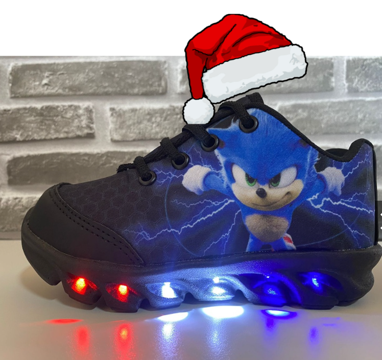 Tênis Infantil LED SONIC de Menino Com Led Luzinha Personagem tenis com luzes coloridas