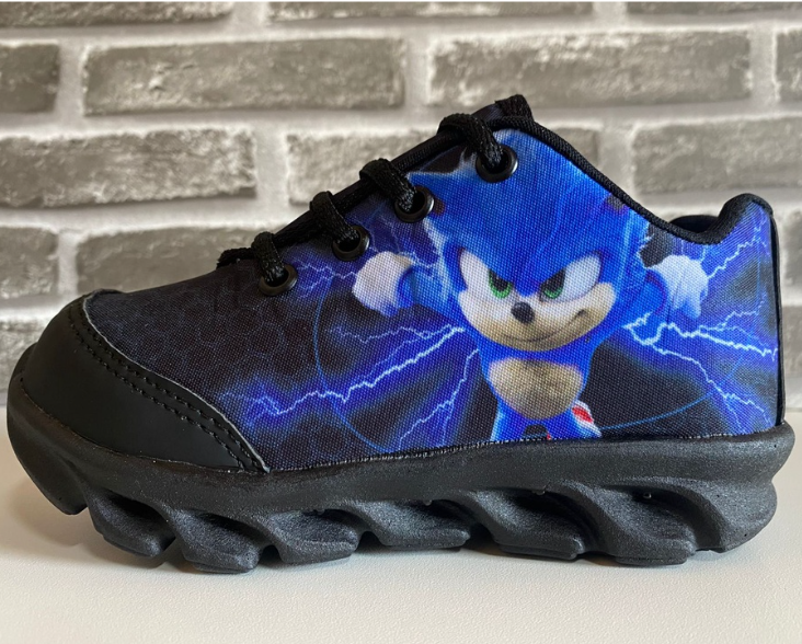 Tênis Infantil LED SONIC de Menino Com Led Luzinha Personagem tenis com luzes coloridas