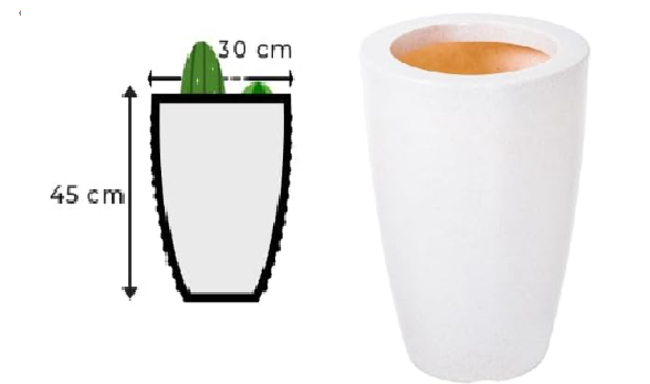 VASO POLIETILENO CONE LISO REDONDO P/PLANTAS E JARDINS DECORATIVO (BRANCO MARMORE)