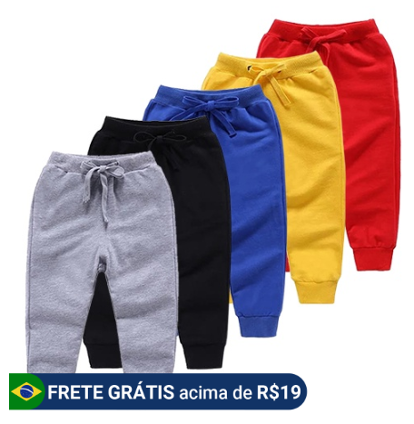 kit com 4 calças infantil de moletom flanelado menino e menina